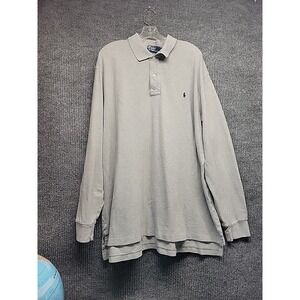 Mens 2XLT Ralph Lauren Long Sleeve Grey Polo‎